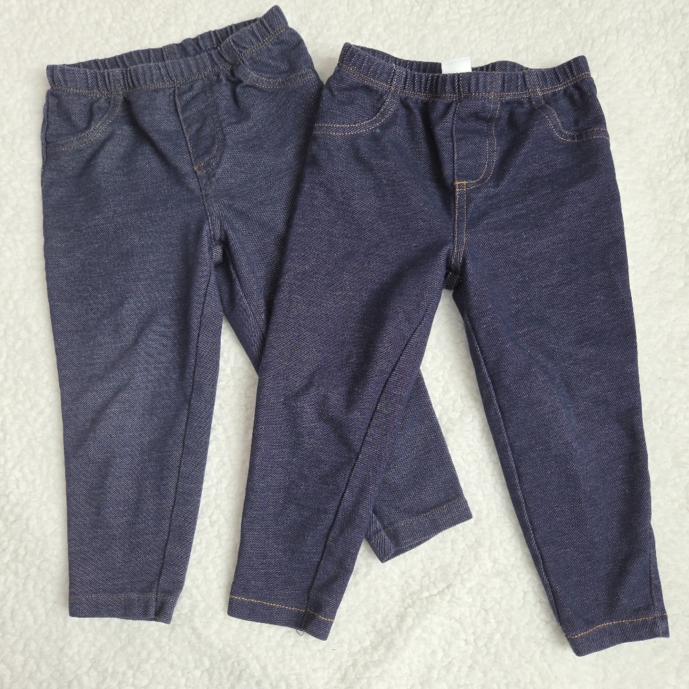 Two 18m Carters Denim Knit Leggings